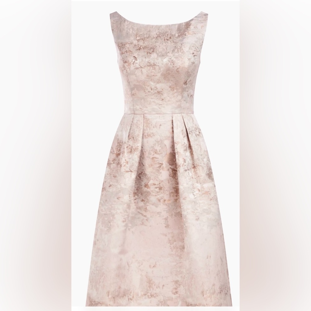 Kay Unger Dusty Blush Floral Jacquard Midi Dress